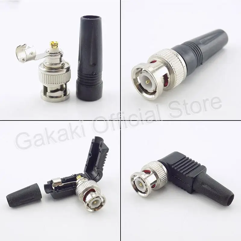 BNC Connector BNC Male Plug Twist-on RF Coaxial RG59 Cable Plastic Tail Adapter for Surveillance CCTV Camera Video Audio