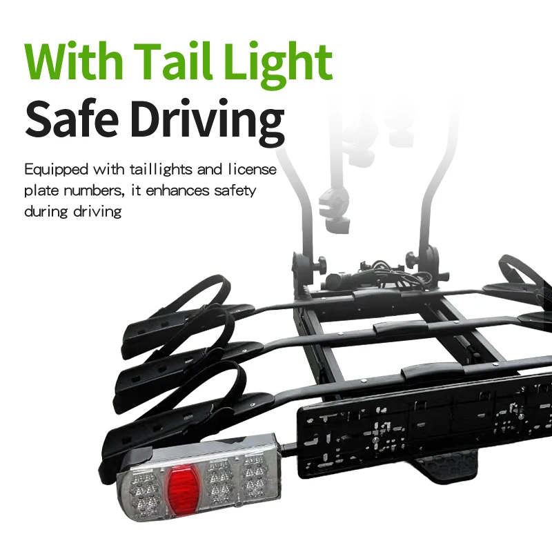 Aluminum Alloy 3 Bicycles Mount Rear Tow Ball Bike Carrier Rack with Licence Frame