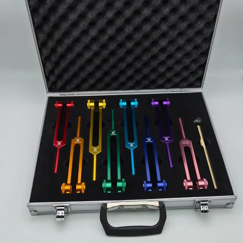 8pcs Chakra Tuning Forks Set Colorful Aluminum Alloy Diapason Professional Tuning Fork Sound Healing Meditation Diapazon Fork