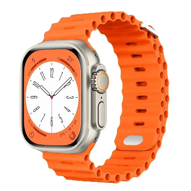 Oryginalny silikonowy pasek 1:1 Ocean do zegarka Apple 49 mm Ultra 44 mm 45 mm 40 mm 42 41 mm bransoleta iWatch seria 9 8 7 6 5 4 3 se