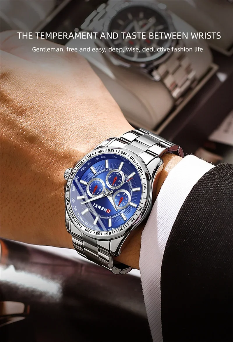 

CHENXI 014B Sport Men Watch Top Brand Luxury Waterproof Male Clock Stainless Steel Quartz Business Man Wristwatch