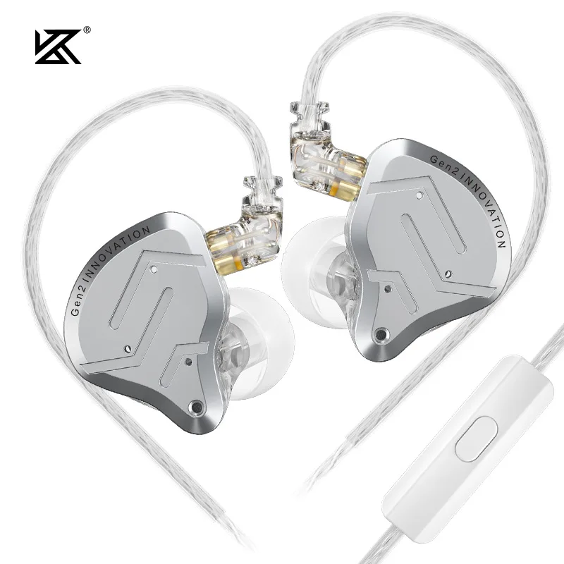 KZ-ZSN Pro 2 In Ear Metal Fones De Ouvido, HiFi Bass Headphone, Monitor Earbuds, Esporte Headset, 1BA + 1DD Tecn