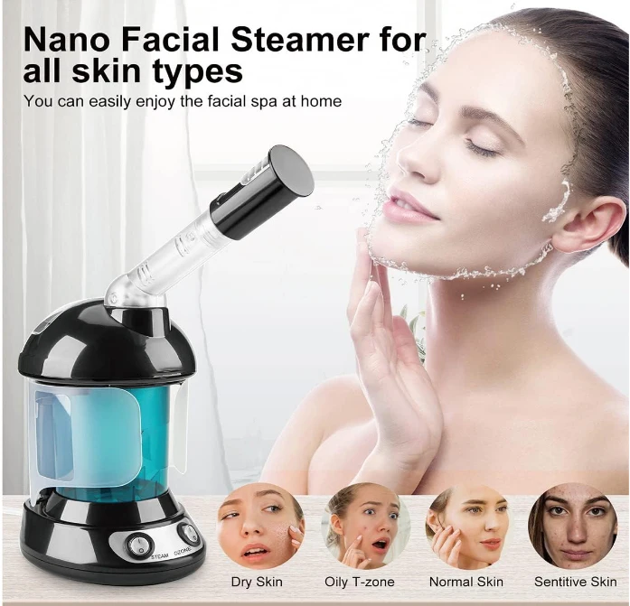 Steamer facial, vaporizador facial Ozone Steamer com Expansível 360 ° Braço Rotativo Um Umidificador. Elimine os poros entupidos, Elimine os poros entupidos Blackhead