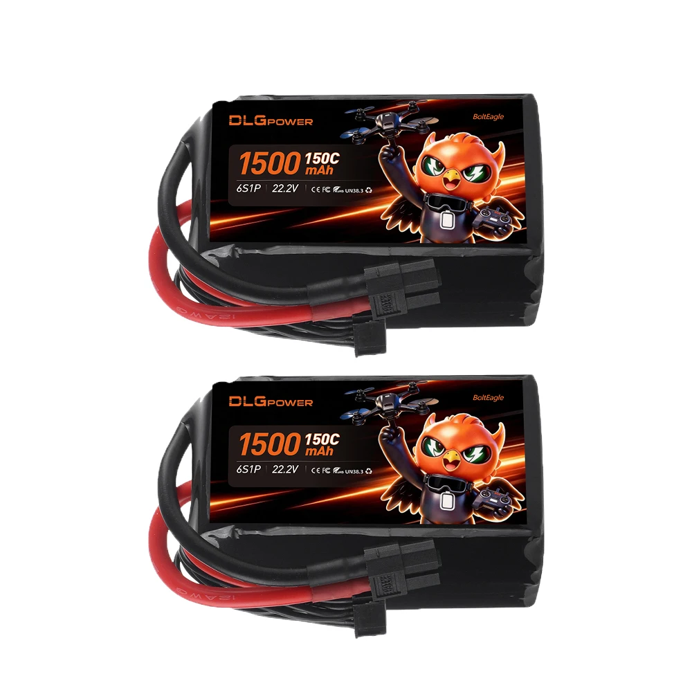 DLGPOWER Lipo Battery 6S 22.2V 1500mAh 150C with XT60 Plug For FPV Drone Quadcopter Airplane Helicopter RC Battery