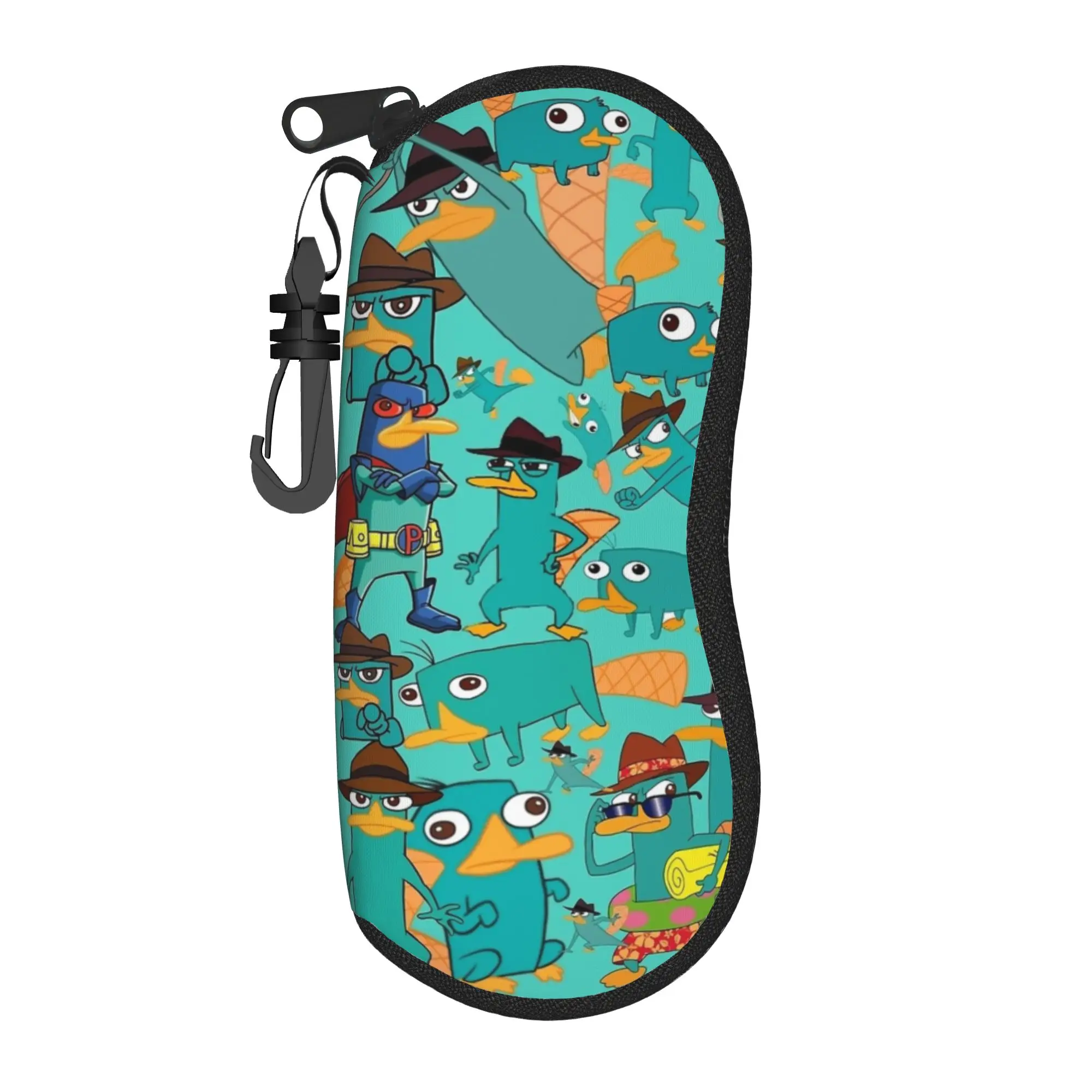 Perry the Platypus Pattern Glasses Case Men Women Student Zipper  Glasses Protector Gift Eyewear Container