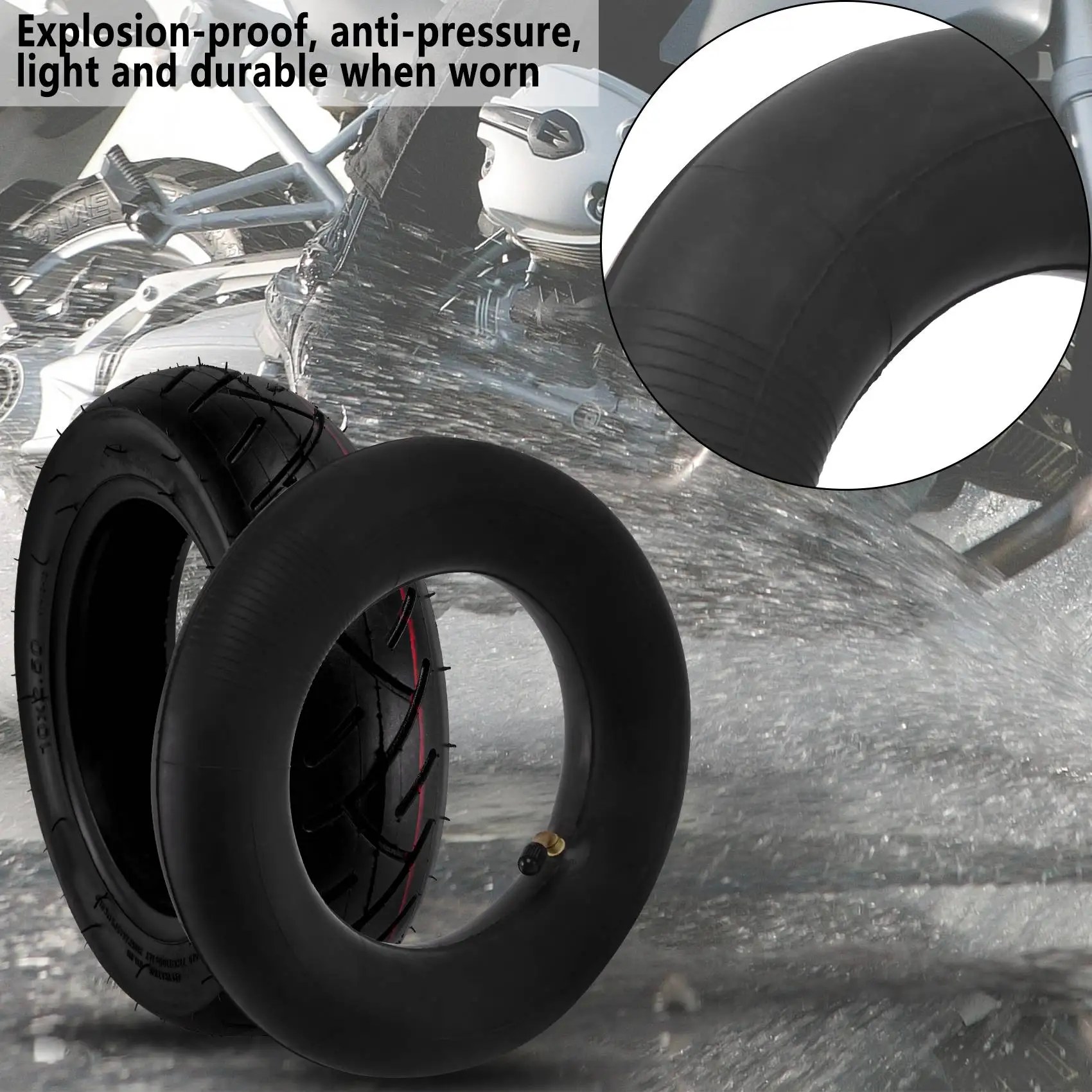 

AD08-10X2.5 Front/Rear Scooter Tire Wheel Solid With Inner Tube Replacement For 10 Inch Electric Scooter Skateboard Diy Replacem