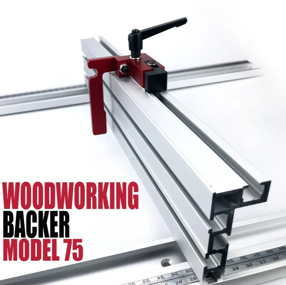 

400mm 75 Series Aluminum T-Track Fence, with Sliding Brackets & Miter Gauge Connector for Woodworking Table Saw Router