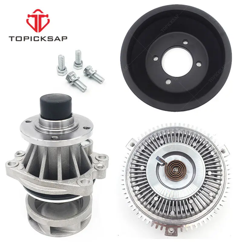 TOPICKSAP 3pc Engine Water Pump Fan Clutch Pulley Kit for BMW E39 X5 E53 E46 Z3 325i 328i 330xi 525i 528i 1998 - 2005 2006