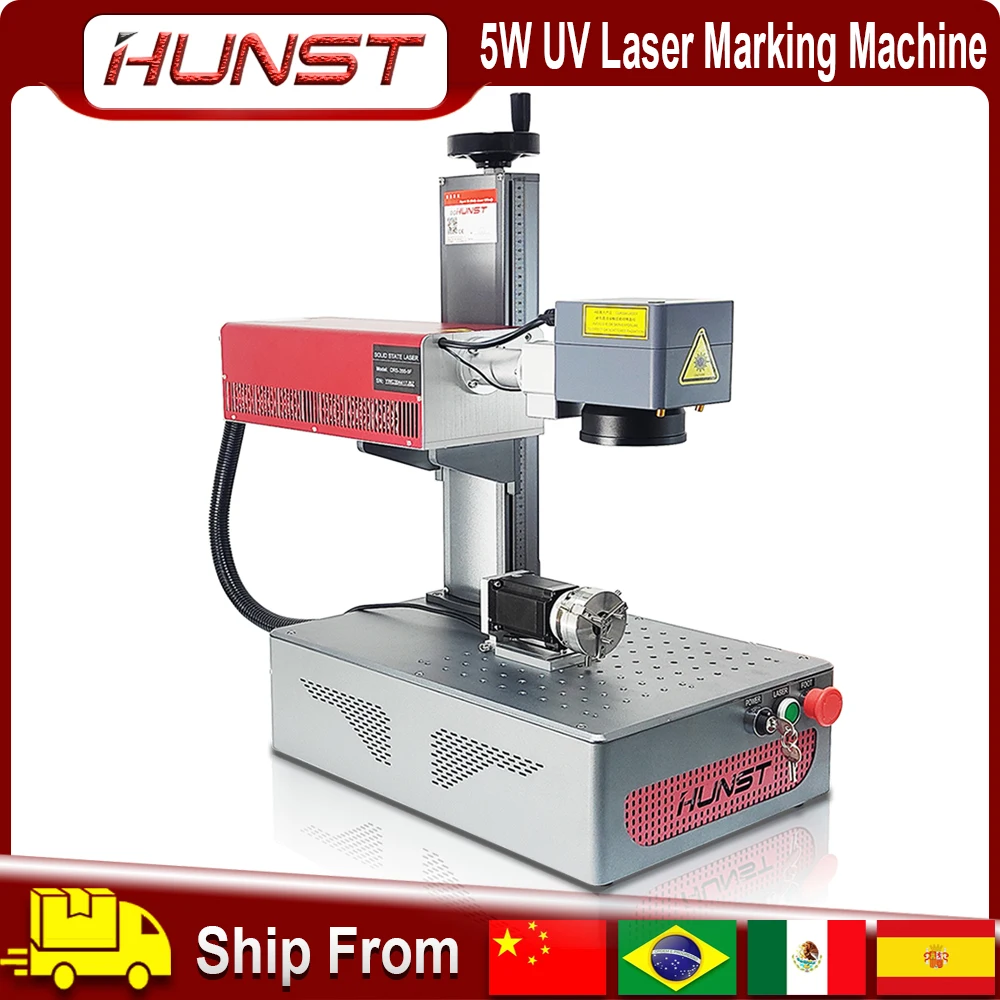 HUNST 5W UV Laser Marking Machine Industrial CNC Laser Engraver for All Materials Glass Silicone Metal Wood Plastic Leather