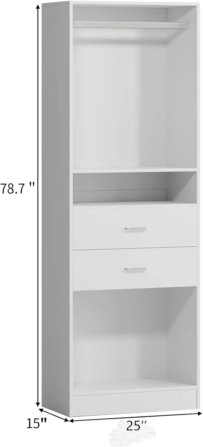25'' Closet Organizer System with Drawer Small Closets Wardrobe, Customized