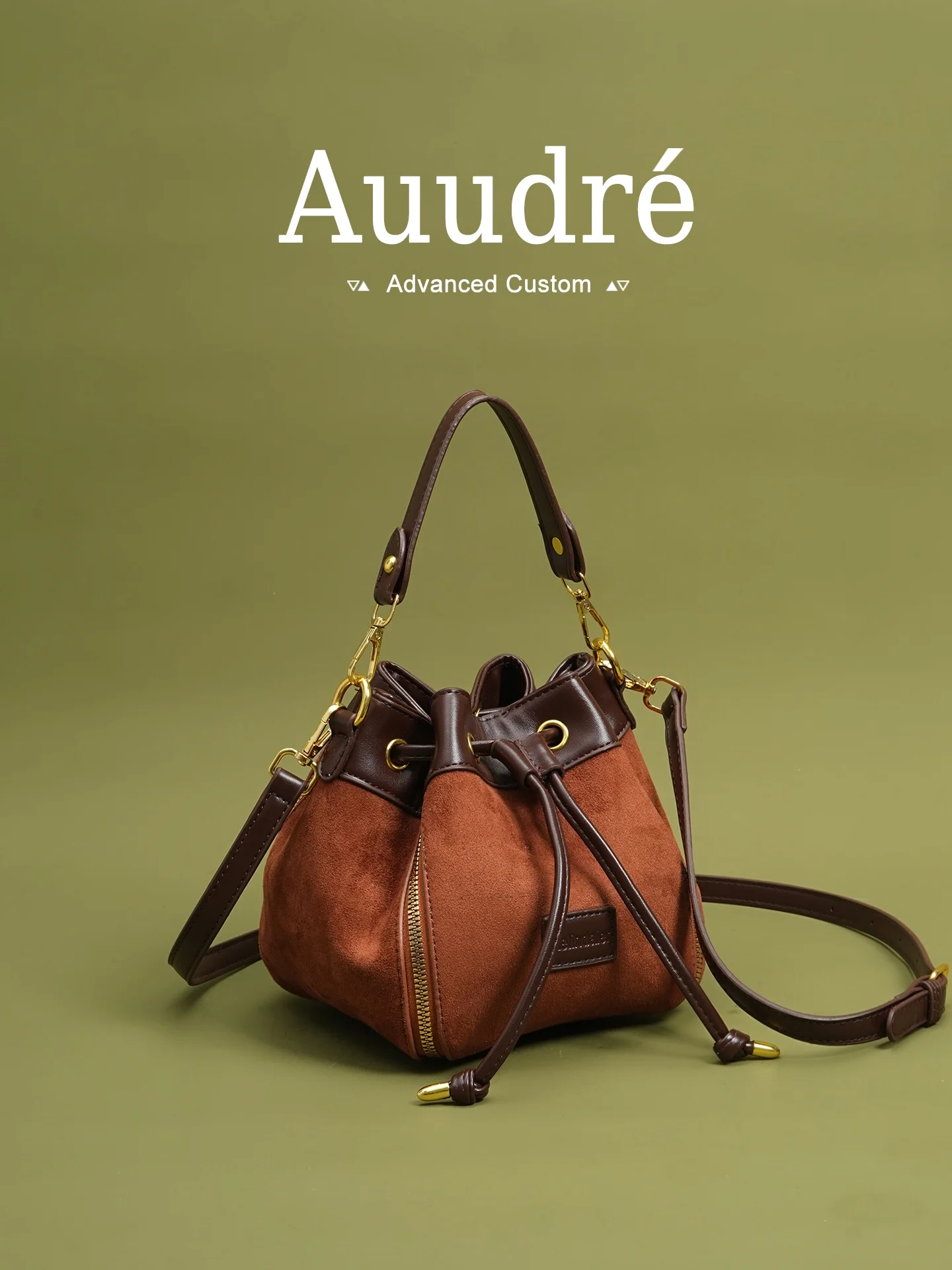 

Винтажная женская сумка Auudre, маленькая сумка-ведро, мягкая сумка через плечо из искусственной кожи в корейском стиле, повседневная сумка на плечо