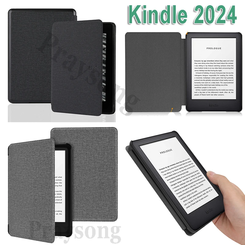 Flip Case for Kindle Paperwhite 6 KPW6 7 Inch Fashion Cloth Texture Case for 2024 Kindle 12th Colorsoft Protection Easy Reading