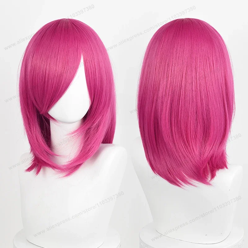 Parrucca cosplay bionda Bang sintetica media base da 40 cm Anime Nero Bianco Rosso Rosa Verde Marrone Oro Blu Capelli resistenti al calore da donna