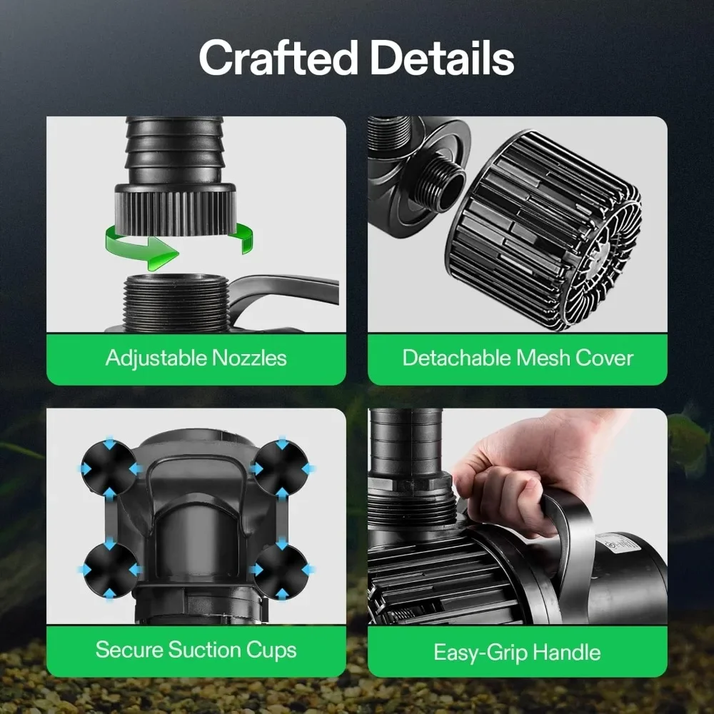 Pompa ad acqua sommergibile personalizzabile da 5300 GPH, pompa per laghetto da 310 W, pompa per acquario ultra silenziosa con 20 piedi. Altezza di sollevamento per laghetto Waterfal