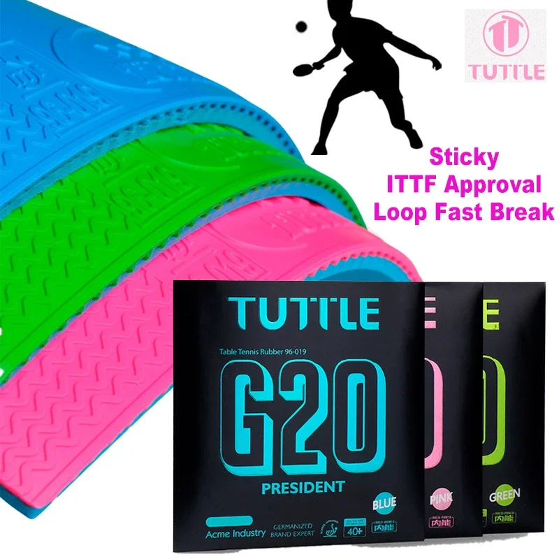 TUTTLE G20 High-grade Colour 39° Table-tennis Rubber Sheet Sticky ITTF Approval Loop Fast Break 2.0-2.2mm Rug with Cake Sponge