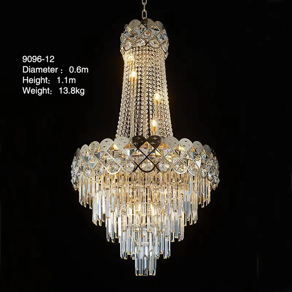 Round indoor luxury ceiling chandelier black gold LED home modern crystal Chandeliers & Pendant Lights