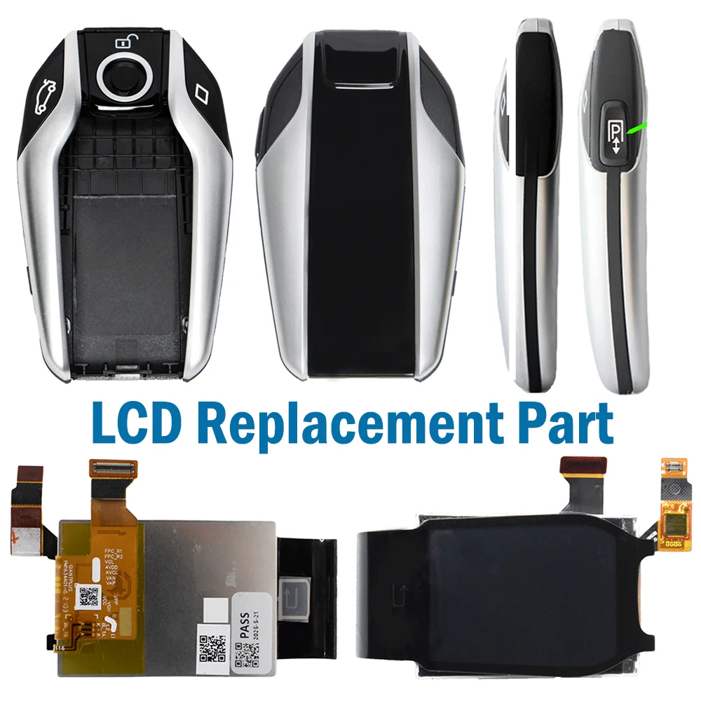 Lcd digital remoto peças de reposição auto chave inteligente tela botão liga/desliga kit chave borracha acessórios do carro para bmw 5/7