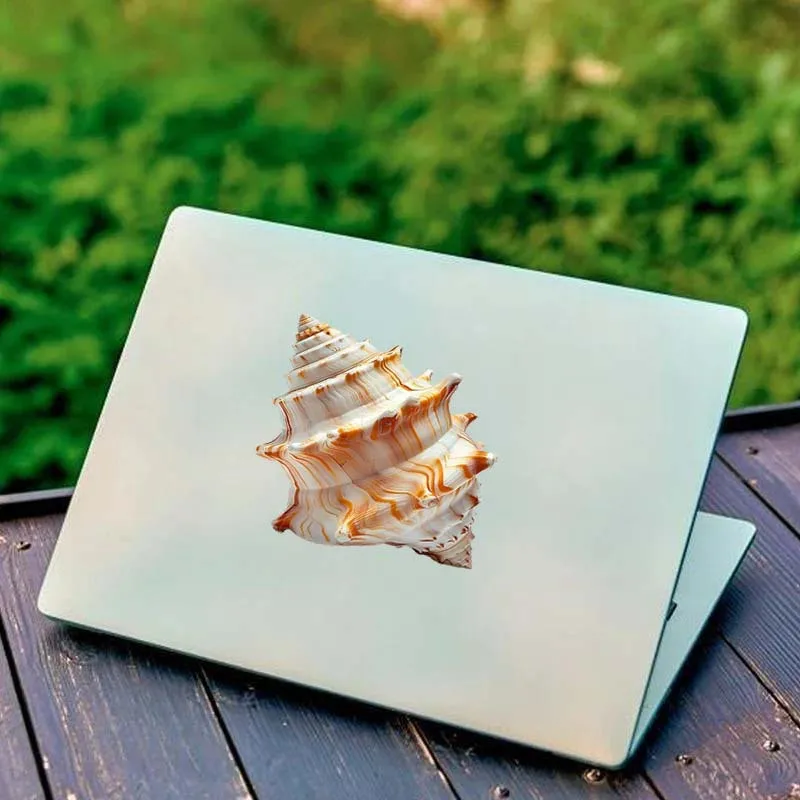 1pc Seashell Vinyl Sticker Natural Spiral Conch Design Waterproof Decal for Motorcycle Helmet Car Laptop Coastal Decor