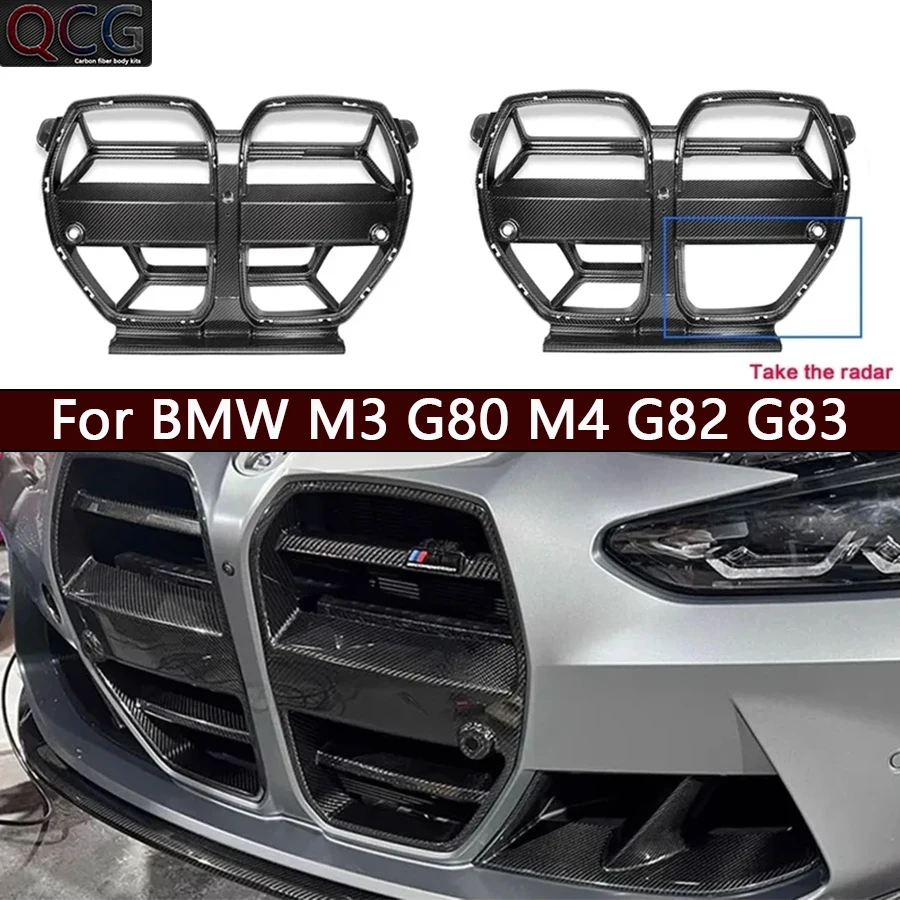 

For BMW M3 G80 M4 G82 G83 Carbon Fiber Racing Grills Front Bumper Air Vent Cover Trim Foglamp Mesh Grill Frame upgrade body kit