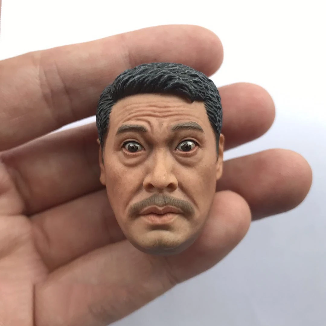 

1/6 Male Head Carving Sculpt Asia Ng Man Tat Actor Soldier Doll Model For 12'' Action Figure Body Collection Toys