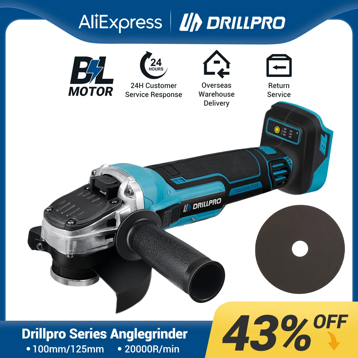 Drillpro-brushless Angle Grinder M10 125 mm Angle Grinder Acessórios Carpintaria Ferramenta Elétrica de Corte Makita 18v Bateria
