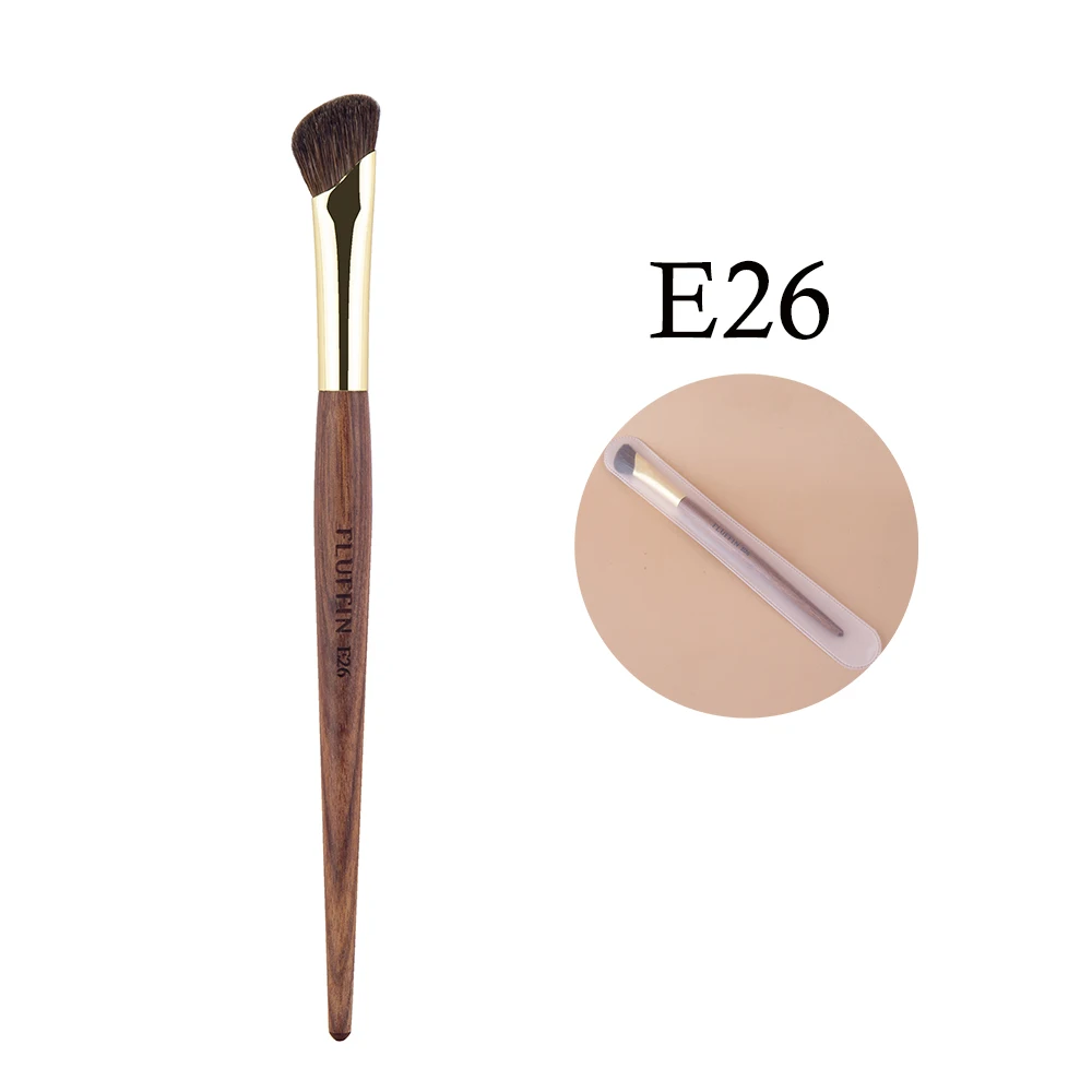 FLUFFIN E26 Sickle Nose Shadow Brush Nose Contour Makeup Brush High End Horse Hair Rosewood Handle Copper Pipe Makeup Tool