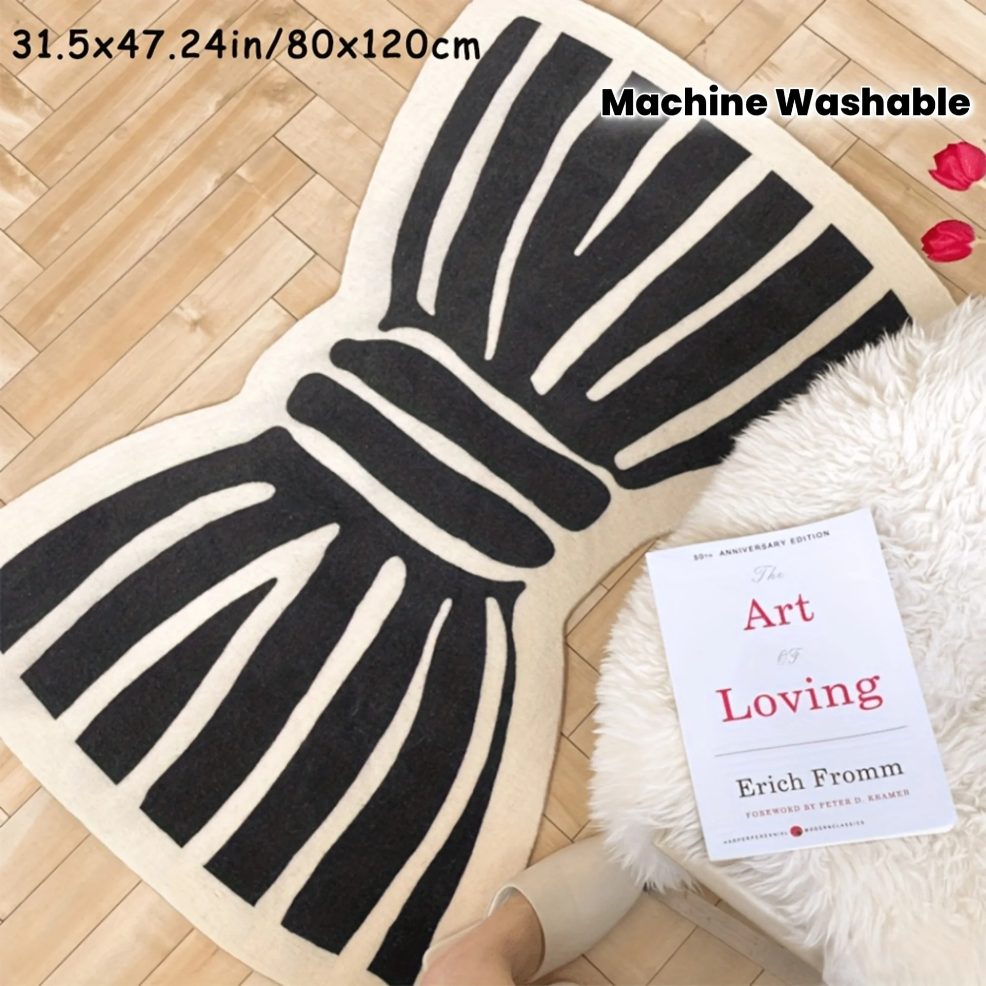 VIKAMA Korean Ins-Style, Simple Bow-Shaped Carpet, Water-Absorbing, Soft. For Bedroom, Living Room Non-Slip Home Decor Floor Mat