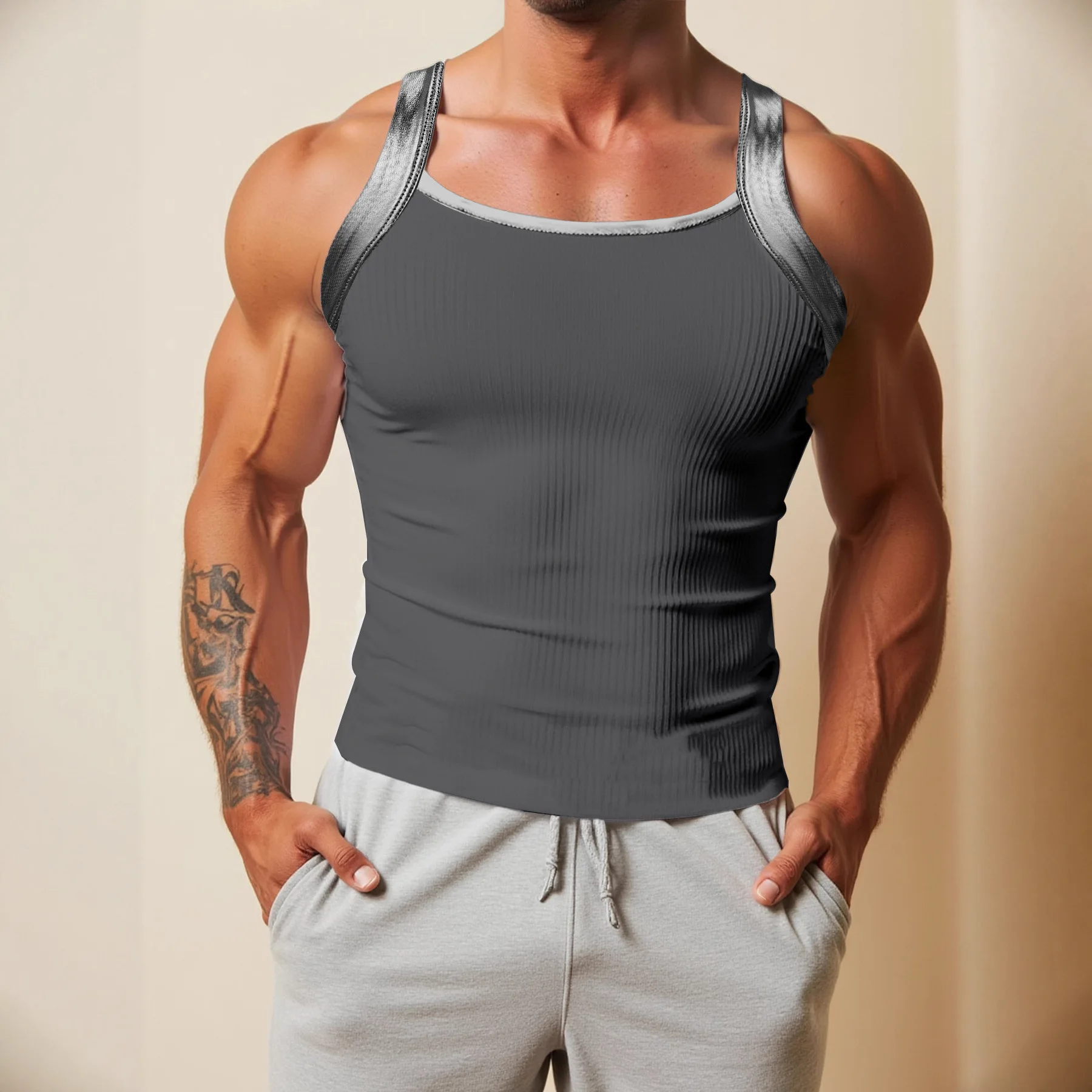 Summer gold knitted sexy fitness tank top White plus size sports t shirt vest