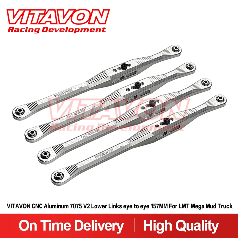 VITAVON CNC Alu7075 V2 Longer Lower Links Eye To Eye 157MM For LMT Mega Mud Truck