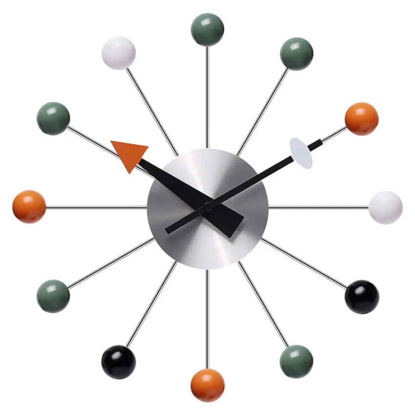 Modern Wall Clock Silent Non Ticking 13 Inch Pop Color Decorative Ball Clocks for Home Living Room Kitchen Office Wall Clocks