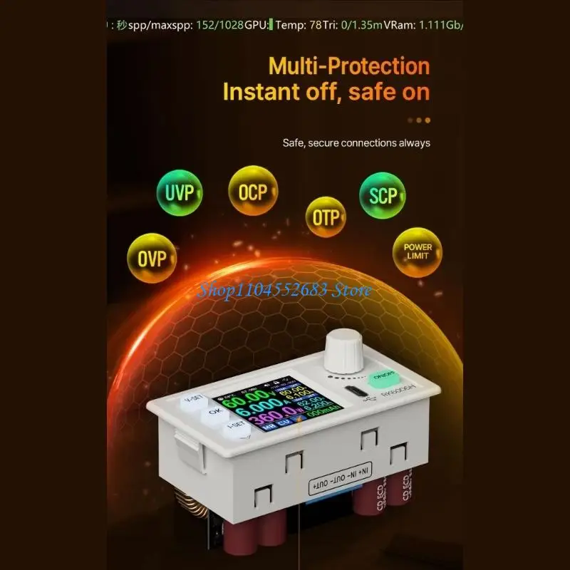 RK6006H Variable Output Power Supply Module 7-70V Input 0-60V Output Up to 360W with LCD Display for Electronics Repair Tasks 