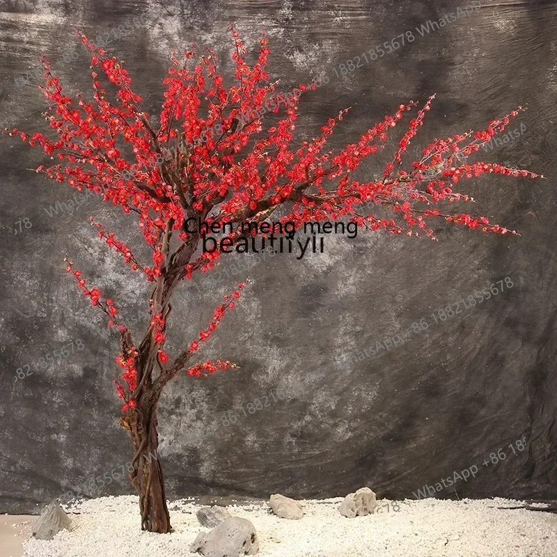 cc182lt Simulation Plum Tree Large Fake Peach Tree Green Plant Decoration Cherry Tree Display Fake Trees