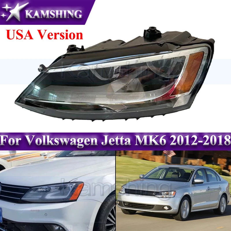 

Kamshing USA Version Front Bumper Headlight For Volkswagen Jetta MK6 2012-2018 Head Light Headlamp Head Lamp Halogen