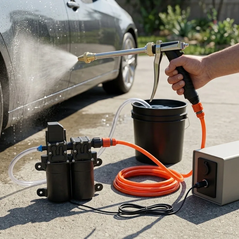 12V Self-Priming Portable Water Pump for Car Detailing Stations HVAC Technician Tools and Outdoor Equipment Rinse Support