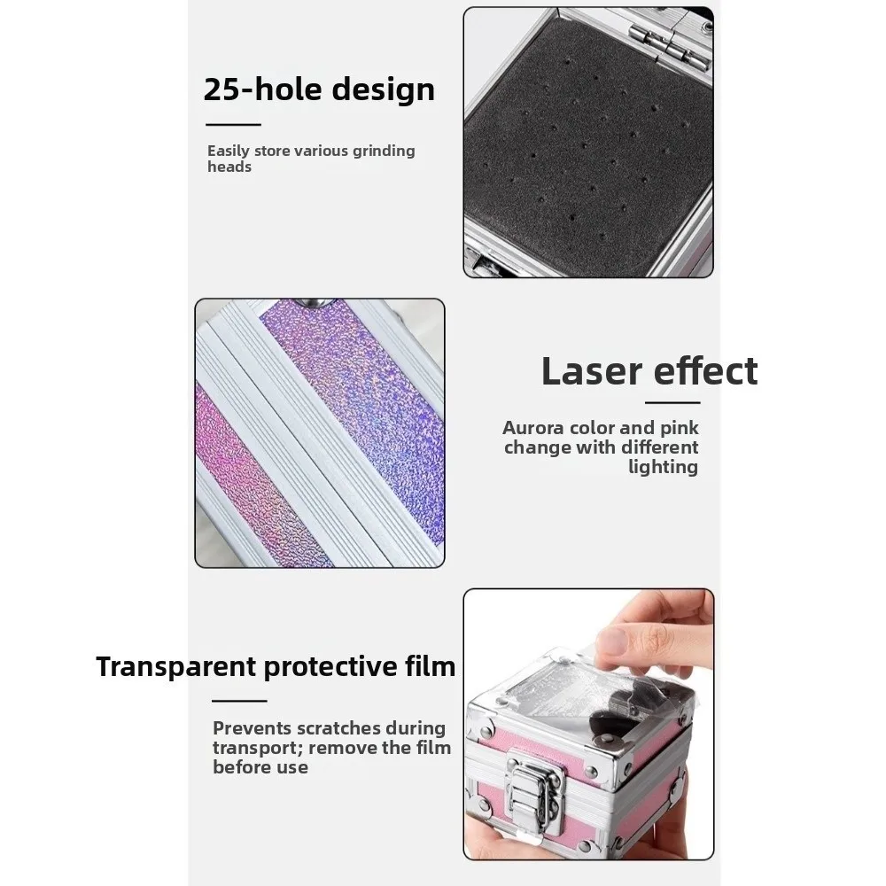 

Professional Nail Drill Bit Holder with 25 Holes Durable Nail Art Grinding Head Bit Container Shock-resistant Dust-proof