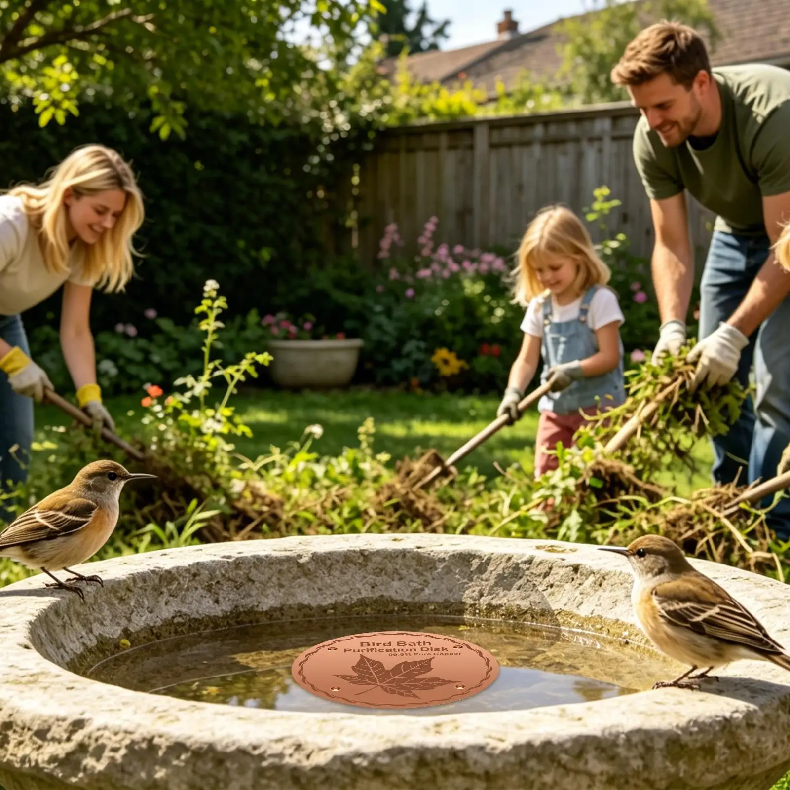 Copper Disc For Bird Bath Safe Water Cleaner 3-Point Support Purification Bird Bath Purification Disk For Garden Yard Patio