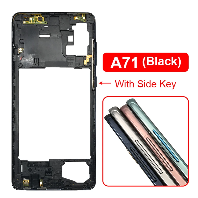 A71 Middle Frame For Samsung Galaxy A71 2020 A715 A715F Housing Middle Frame+Battery Cover Rear Door Housing Back Case +SIM Card