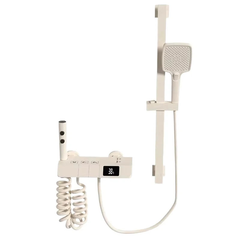 Smart digital display matte white shower mixer kit with bidet sprayer, suitable for modular home compact bathrooms