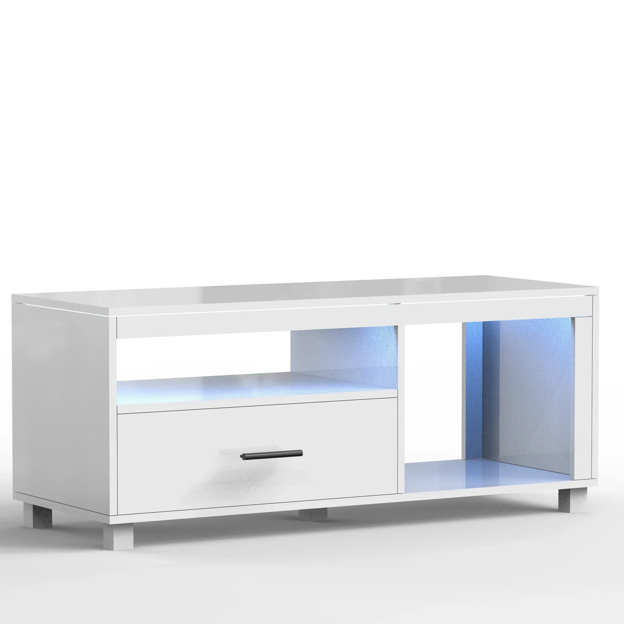 

Modern Wooden TV Cabinet with LED Light Long Glass Furniture for Living Room Home Storage Furniture