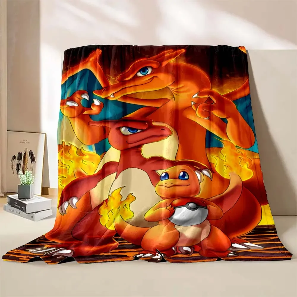 Charizard Dracaufeu-Manta con estampado de dibujos animados para niños y adultos, ropa de cama suave y cálida para cama, sofá, funda de viaje