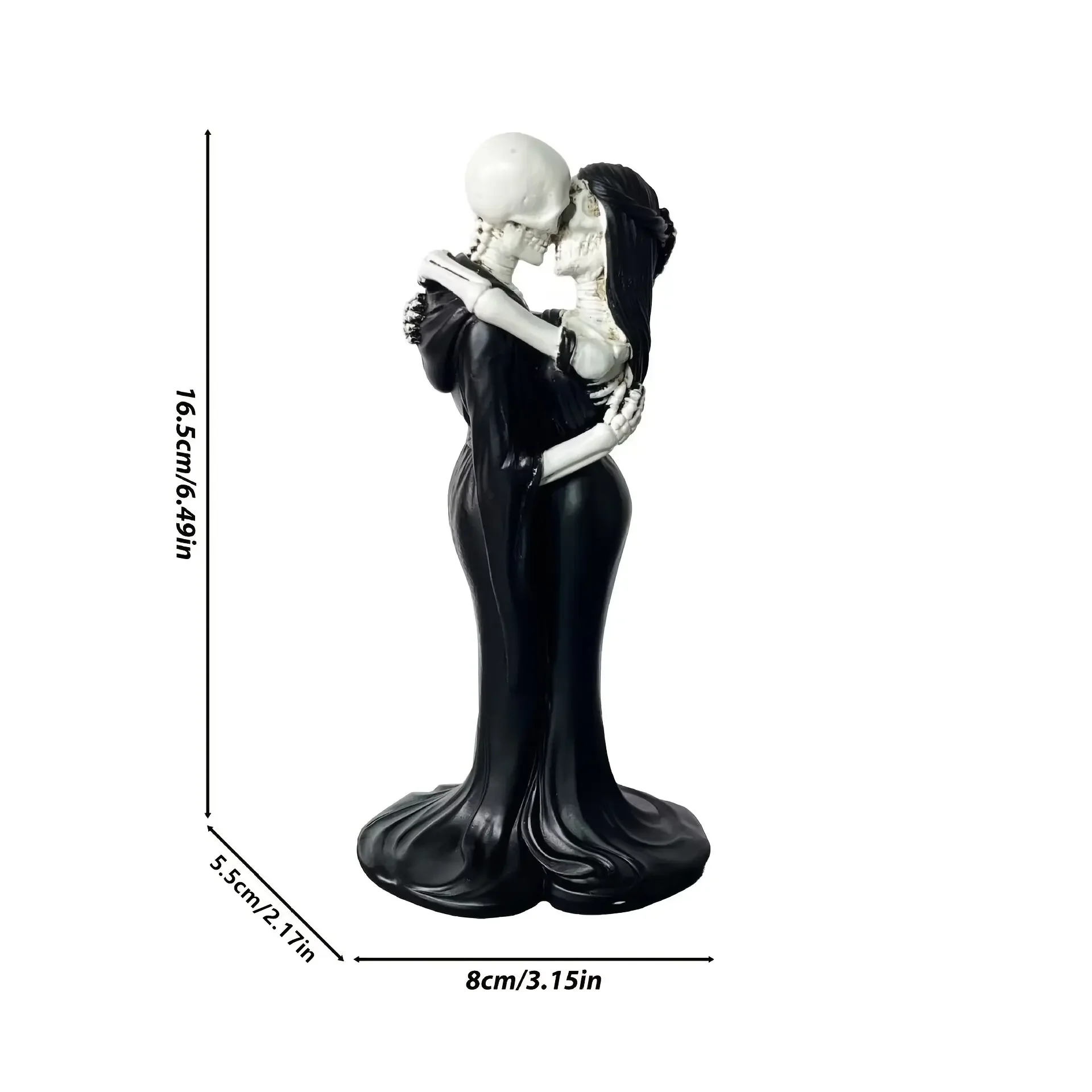 1pc Loving Skull Couple Statue, Skull Figurine, Halloween Scene Spooky Resin Ornament, Home Decor for Indoor Bedroom, Living Room, Dark Atmosphere Sculpture, Charming Collectible, Desk Ornament, Dark Figure Decor