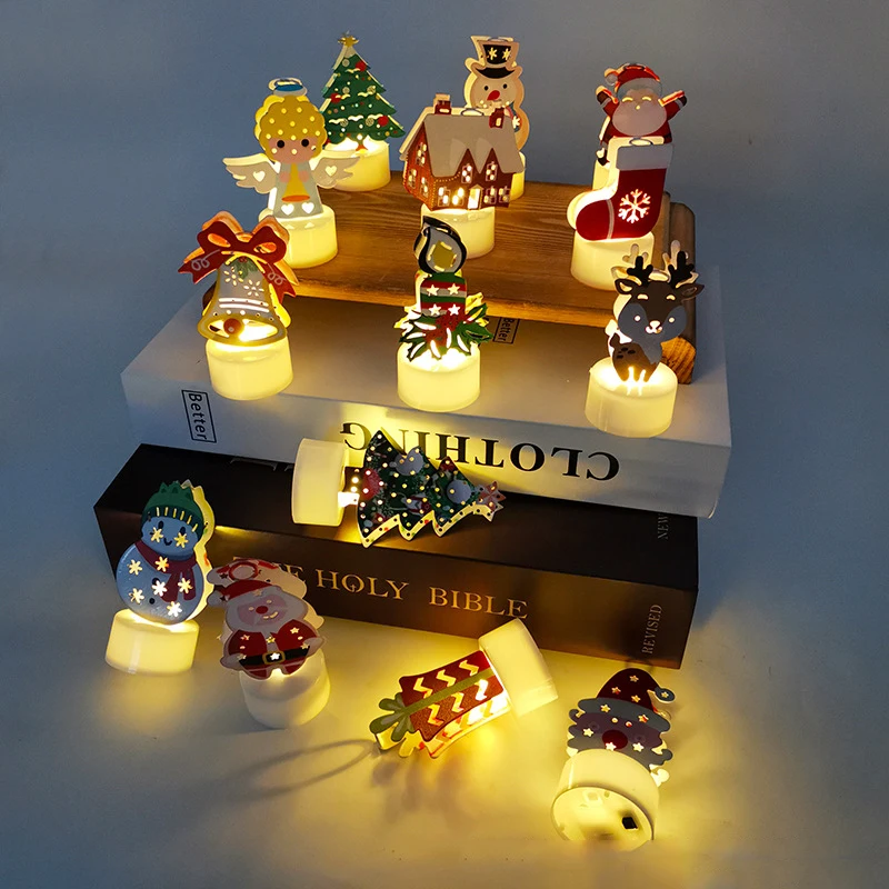Christmas LED Candle Light Christmas Tree Santa Claus Snowman Electronic Candle Night Light 2024 Navidad Natal Xams Home Decor