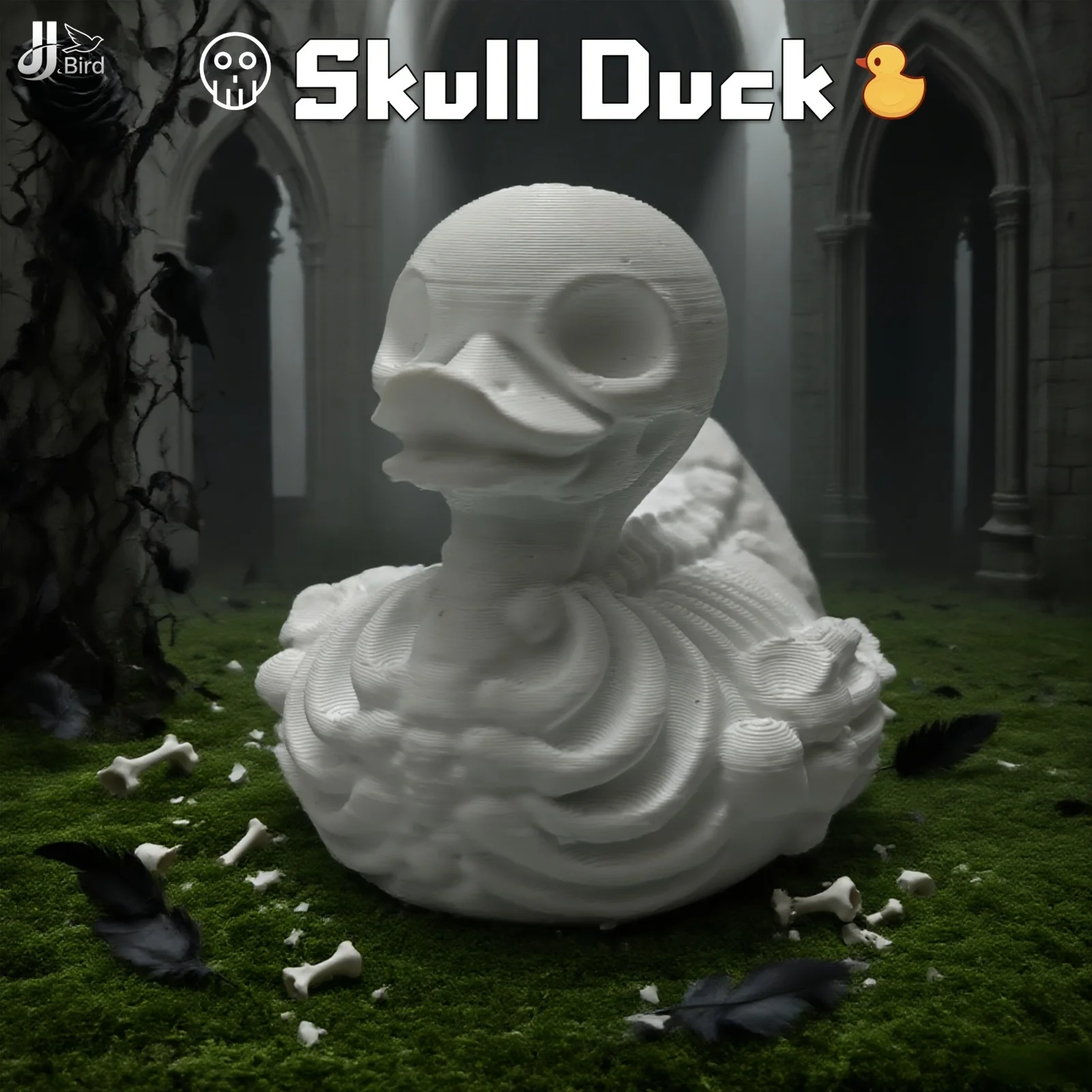 Skeleton duck figurine, Gothic skeleton garden style decoration, creative home decoration, dark art figurine sculpture