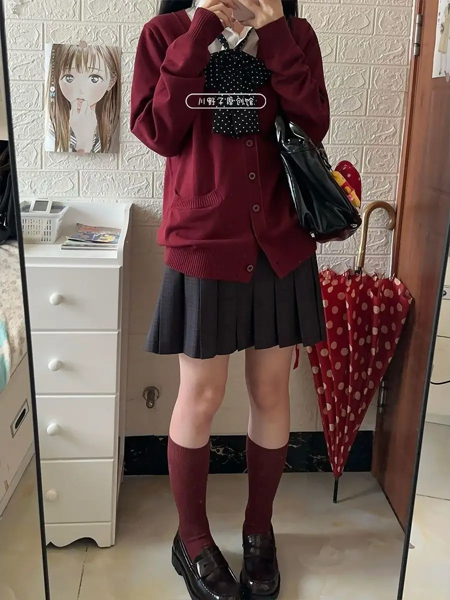 

Japanese Sle Autumn Winter JK Cisas Knitted Cardigan Sweater Top Outerwear Basic Sensation irt Layering Set Women's F...