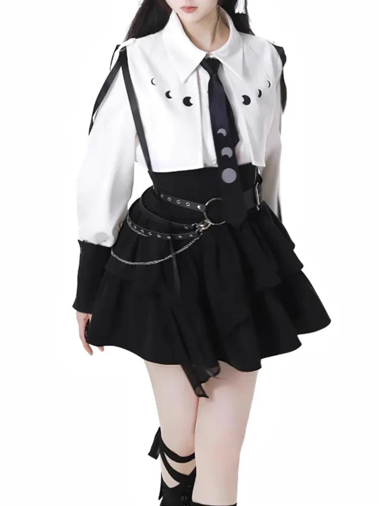 

Женская юбка Irt с высокой талией в готическом стиле, комплект футболок с уплотнением на талии, весна 2025, дизайн Sense, полиэфирное волокно