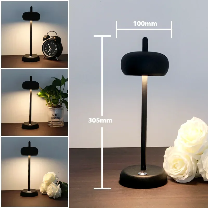 Rechargeable Art Design Circular Table Lamp LED Cordless Table Lamp Bedside Lamp Bedroom Portable Home Decoration Lighting