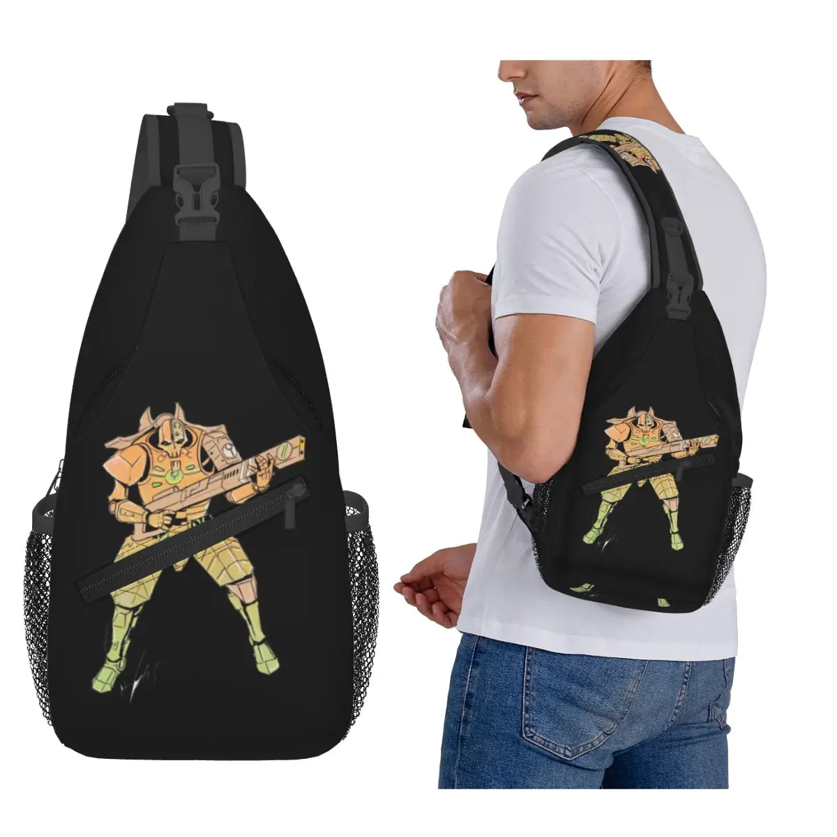 

Necron With Tau Armor Chest Bag Men Sling Crossbody Backpack Chest Bag Traveling Hiking Daypack Shoulder Bag