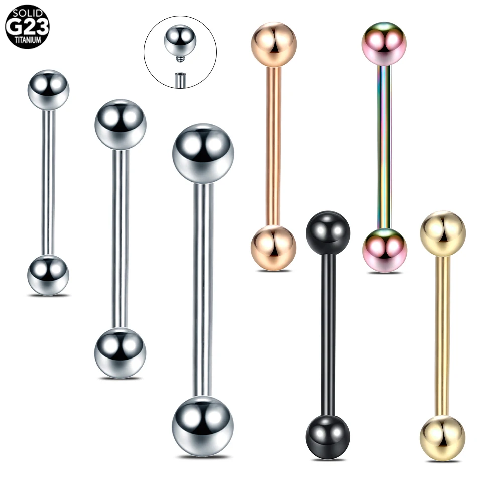 

10Pcs/lot Titanium Tongue Bar Piercing Industrial Barbell Nipple Rings Pirsing Internally Threaded Tragus Helix Earring Jewelry