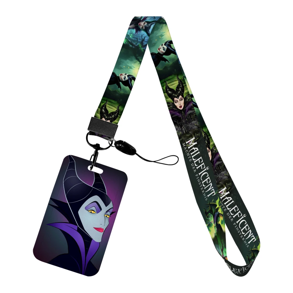 مجموعة حبل حامل بطاقات Evil Queen Disney Villains مع سلسلة مفاتيح لملحقات تمرير شارة معرف العمل