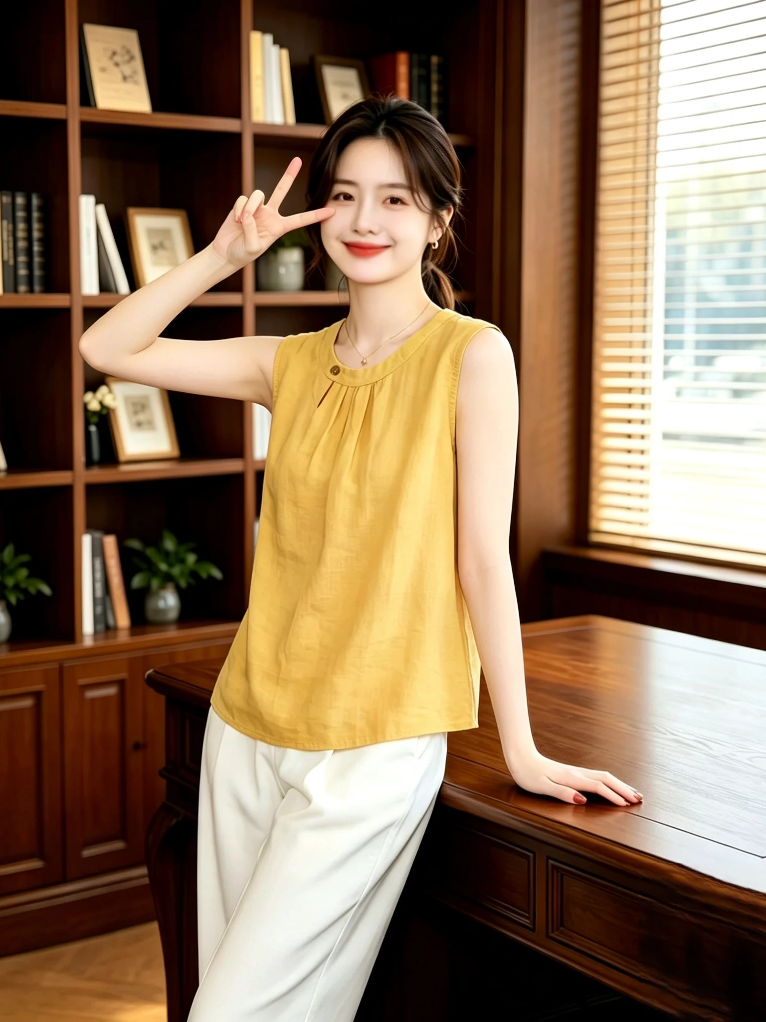 Casual Sleeveless Shirt Women's Fashionable Design Summer Breathable round Neck Pullover Korean Style Loose Fit Commute Wind